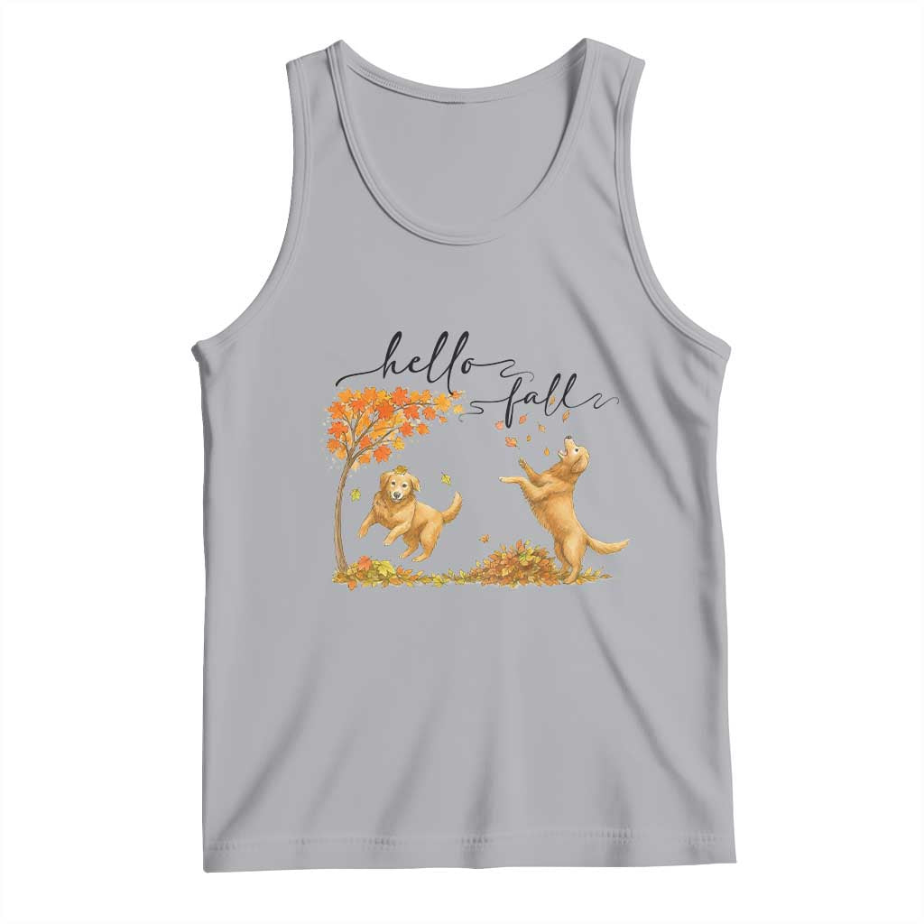 Funny Hello Fall Thanksgiving Golden Retriever Tank Top TS12 Athletic Heather Print Your Wear