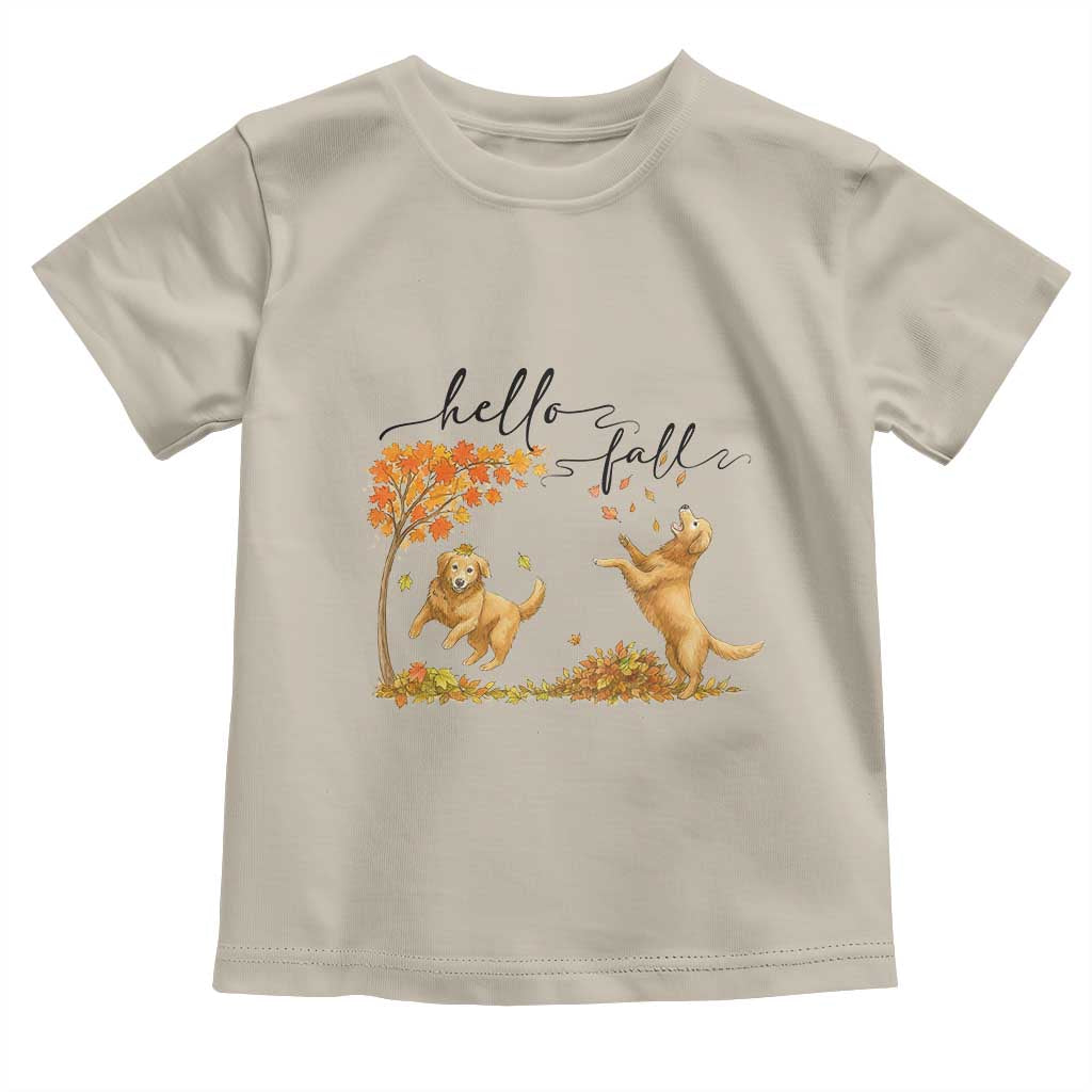 Funny Hello Fall Thanksgiving Golden Retriever Toddler T Shirt TS12 Sand Print Your Wear