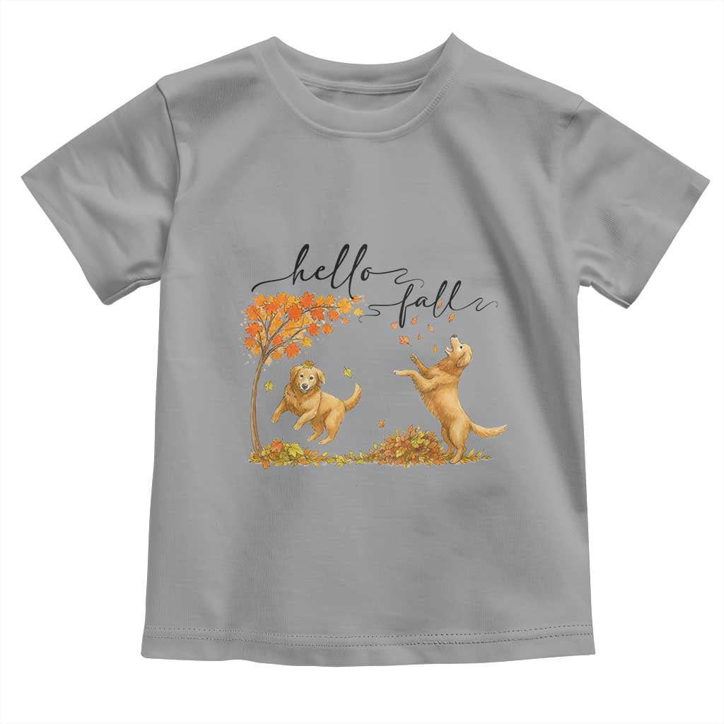 Funny Hello Fall Thanksgiving Golden Retriever Toddler T Shirt TS12 Sport Gray Print Your Wear