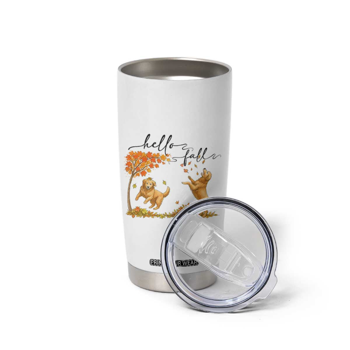 Funny Hello Fall Thanksgiving Golden Retriever Tumbler Cup TS12 Print Your Wear