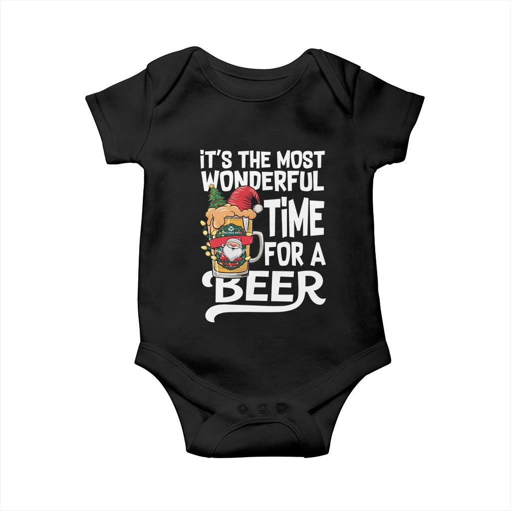 Funny Christmas Drinking Baby Onesie It is The Most Wonderful Time For A Beer TS12 Black Print Your Wear