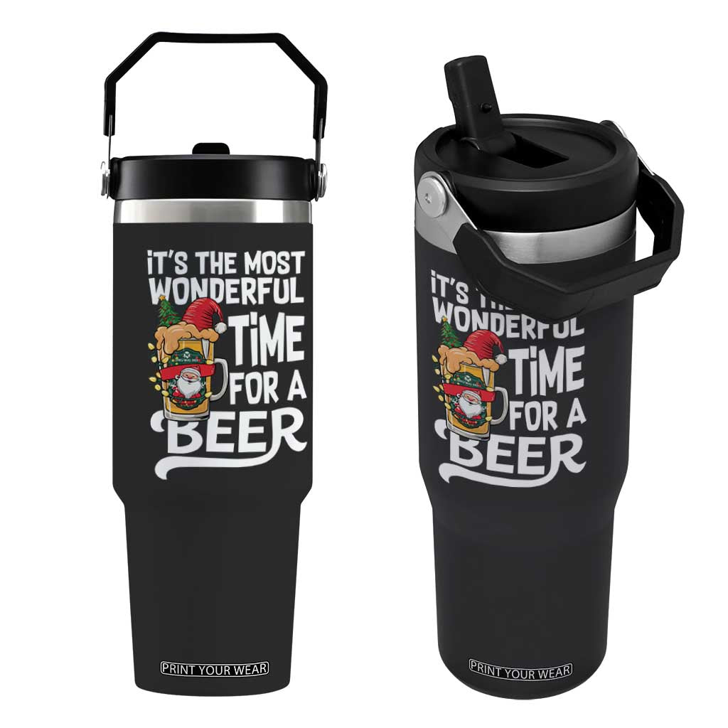 Funny Christmas Drinking Flip Straw Tumbler It is The Most Wonderful Time For A Beer TS12 One Size: 30 oz Black Print Your Wear