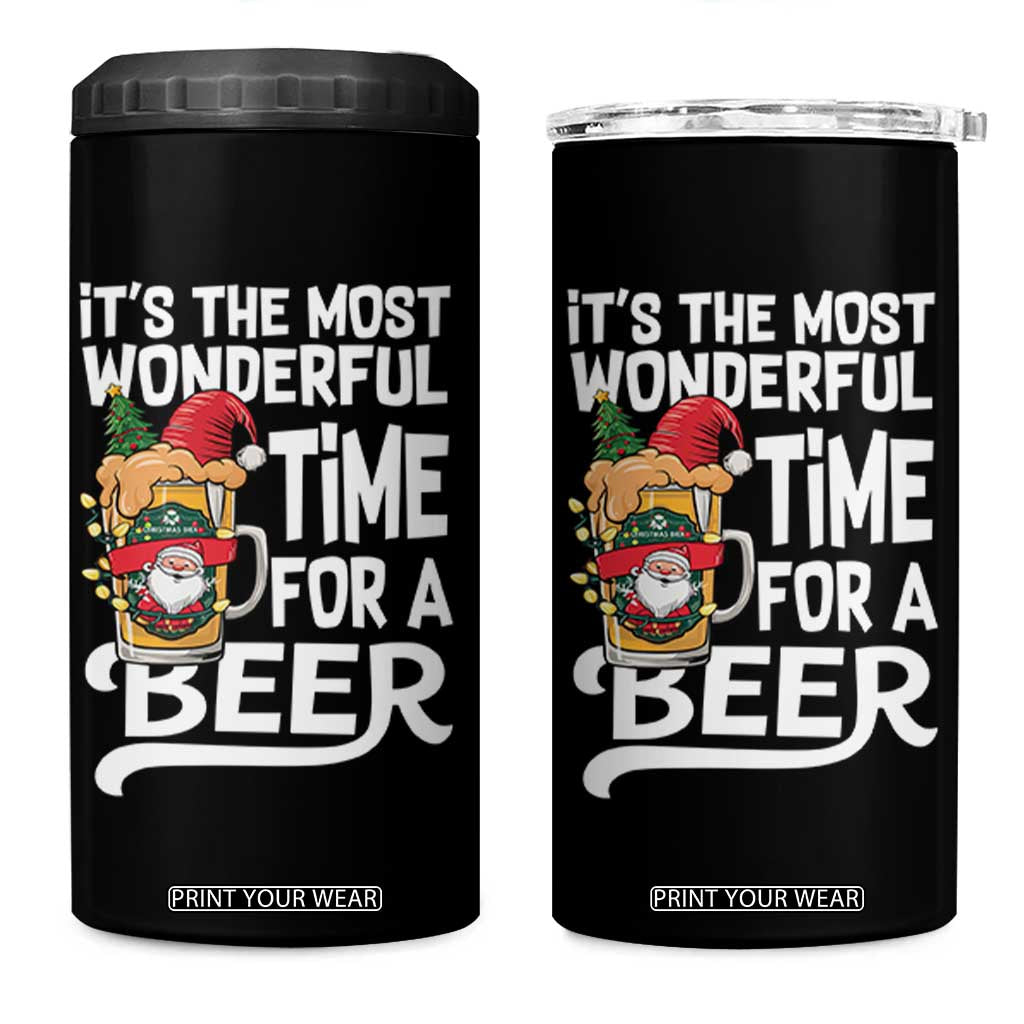 Funny Christmas Drinking 4 in 1 Can Cooler Tumbler It is The Most Wonderful Time For A Beer TS12 One Size: 16 oz Black Print Your Wear