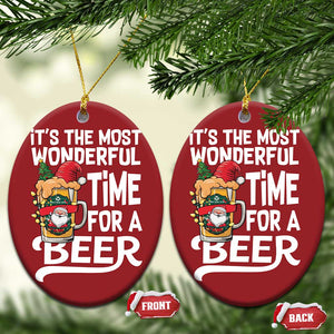 Funny Xmas Drinking Christmas Ornament It is The Most Wonderful Time For A Beer TS12 Oval Red Print Your Wear