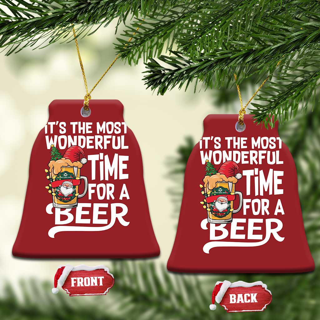 Funny Xmas Drinking Christmas Ornament It is The Most Wonderful Time For A Beer TS12 Bell Flake Red Print Your Wear