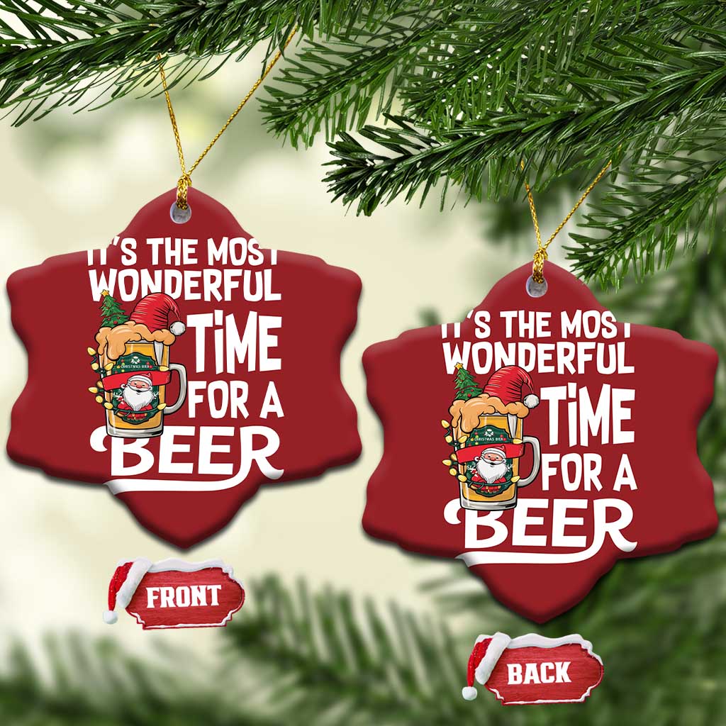 Funny Xmas Drinking Christmas Ornament It is The Most Wonderful Time For A Beer TS12 Snow Flake Red Print Your Wear