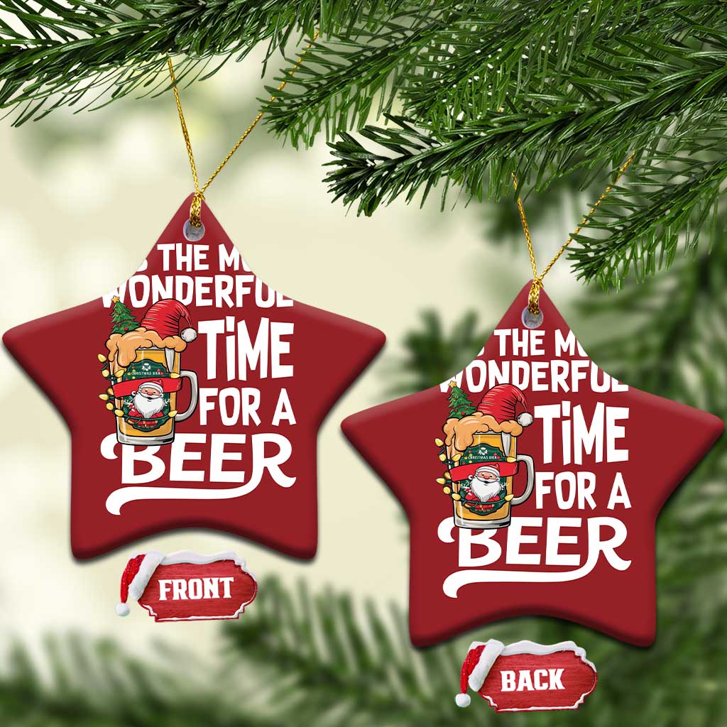Funny Xmas Drinking Christmas Ornament It is The Most Wonderful Time For A Beer TS12 Star Red Print Your Wear