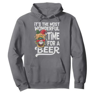 Funny Christmas Drinking Hoodie It is The Most Wonderful Time For A Beer TS12 Charcoal Print Your Wear