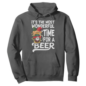 Funny Christmas Drinking Hoodie It is The Most Wonderful Time For A Beer TS12 Dark Heather Print Your Wear