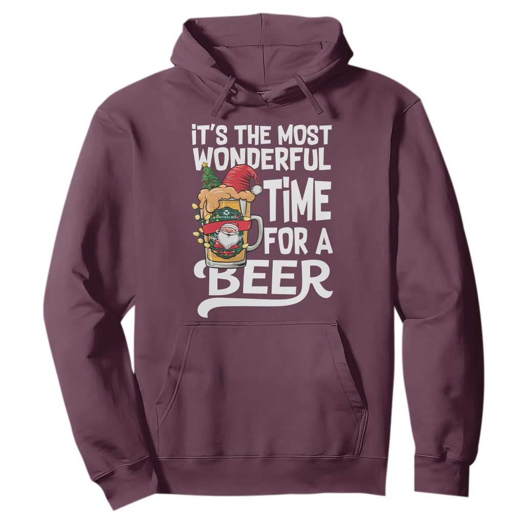 Funny Christmas Drinking Hoodie It is The Most Wonderful Time For A Beer TS12 Maroon Print Your Wear