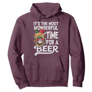 Funny Christmas Drinking Hoodie It is The Most Wonderful Time For A Beer TS12 Maroon Print Your Wear