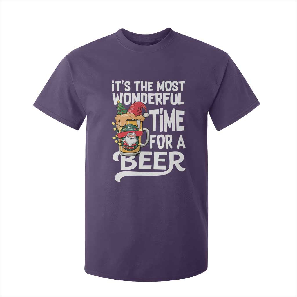 Funny Christmas Drinking T Shirt For Kid It is The Most Wonderful Time For A Beer TS12 Purple Print Your Wear