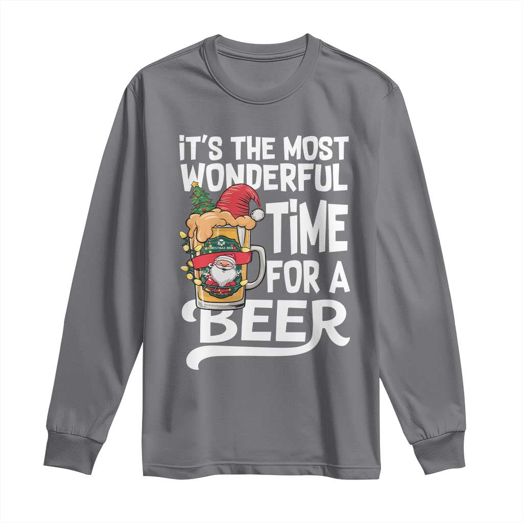 Funny Christmas Drinking Long Sleeve Shirt It is The Most Wonderful Time For A Beer TS12 Charcoal Print Your Wear