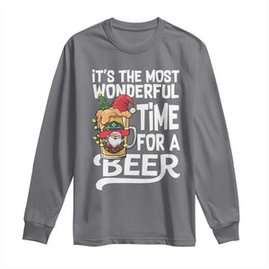 Funny Christmas Drinking Long Sleeve Shirt It is The Most Wonderful Time For A Beer TS12 Charcoal Print Your Wear