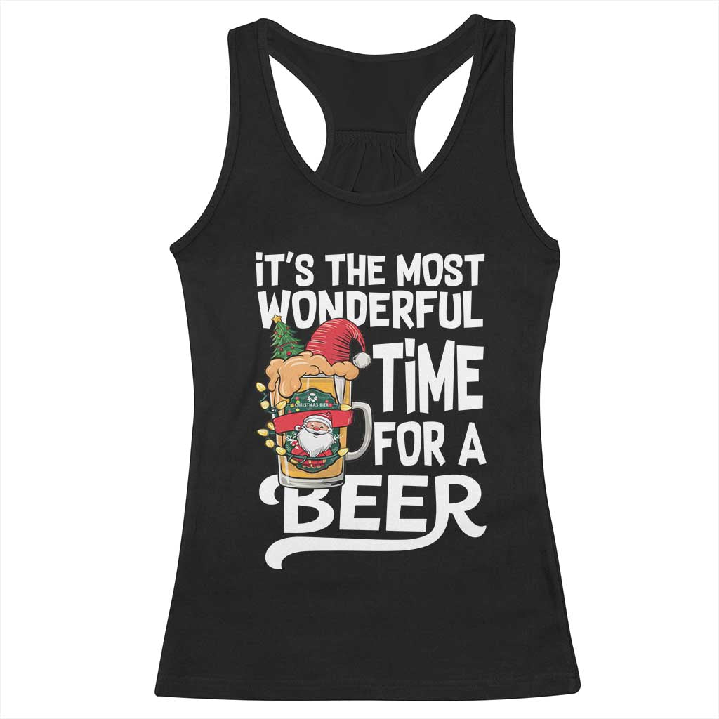 Funny Christmas Drinking Racerback Tank Top It is The Most Wonderful Time For A Beer TS12 Black Print Your Wear