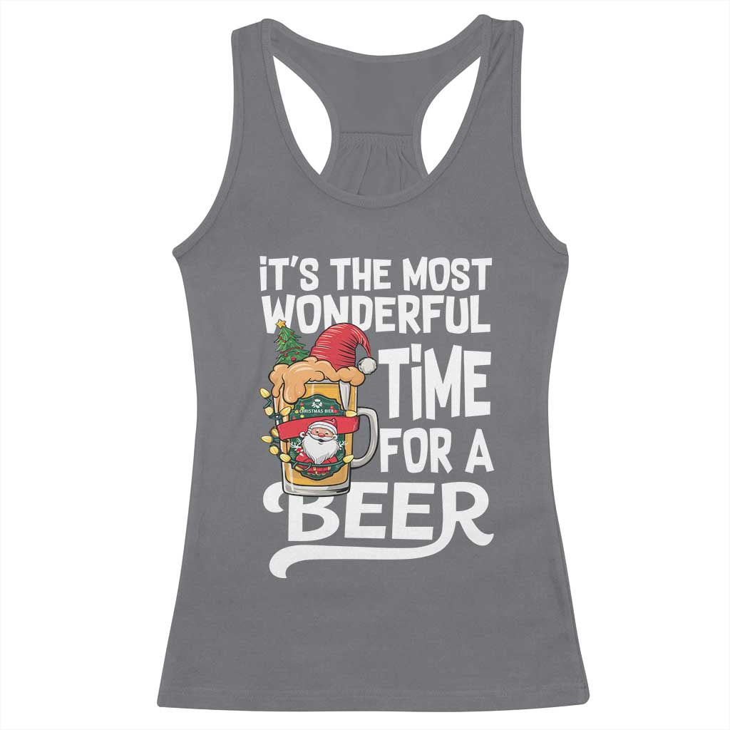 Funny Christmas Drinking Racerback Tank Top It is The Most Wonderful Time For A Beer TS12 Charcoal Print Your Wear