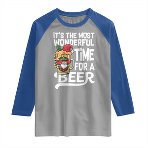 Funny Christmas Drinking Raglan Shirt It is The Most Wonderful Time For A Beer TS12 Sport Gray Royal Print Your Wear