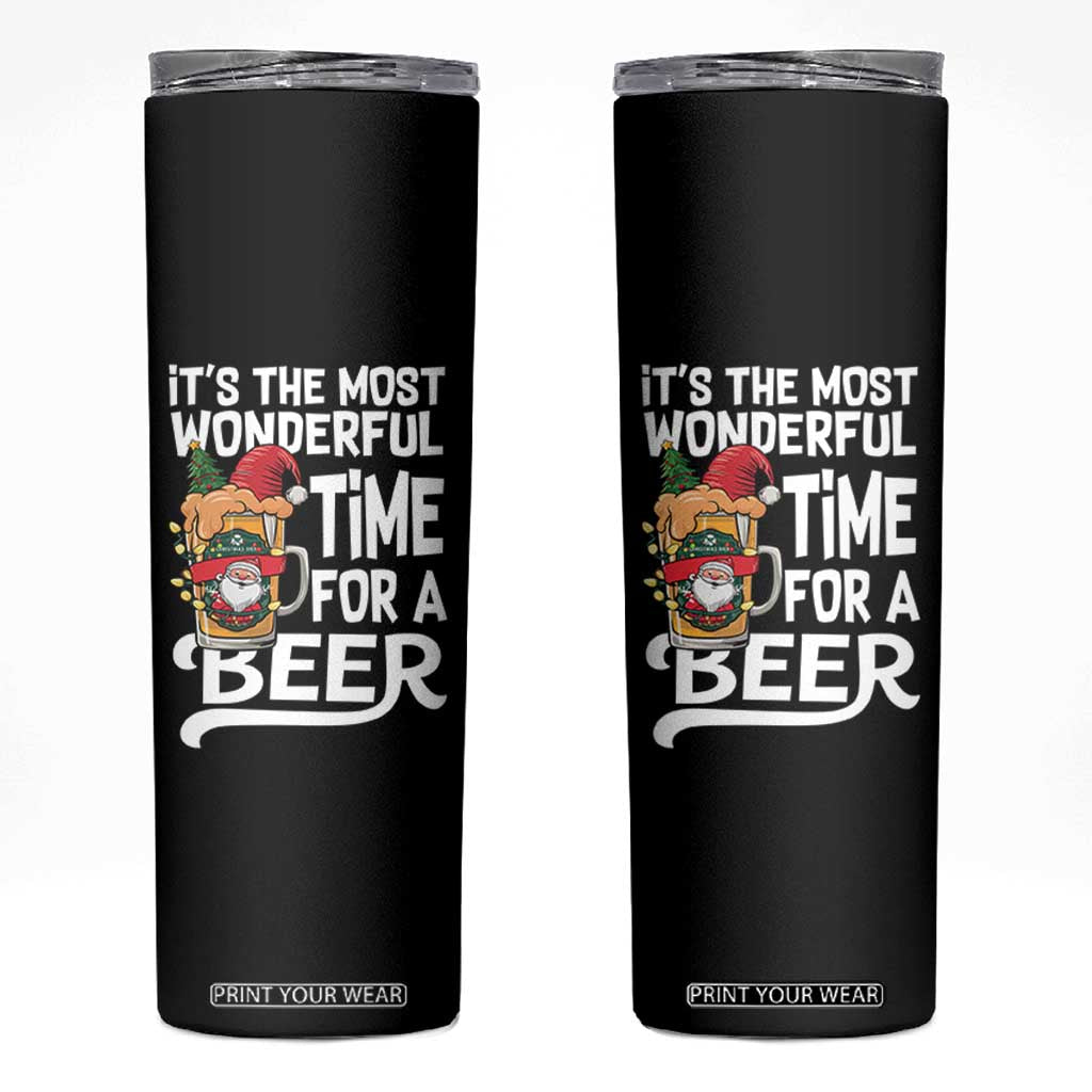 Funny Christmas Drinking Skinny Tumbler It is The Most Wonderful Time For A Beer TS12 Black Print Your Wear