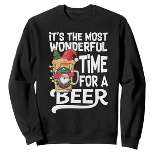 Funny Christmas Drinking Sweatshirt It is The Most Wonderful Time For A Beer TS12 Black Print Your Wear