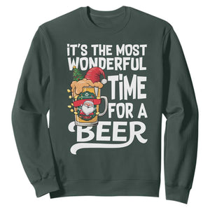 Funny Christmas Drinking Sweatshirt It is The Most Wonderful Time For A Beer TS12 Dark Forest Green Print Your Wear