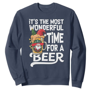 Funny Christmas Drinking Sweatshirt It is The Most Wonderful Time For A Beer TS12 Navy Print Your Wear