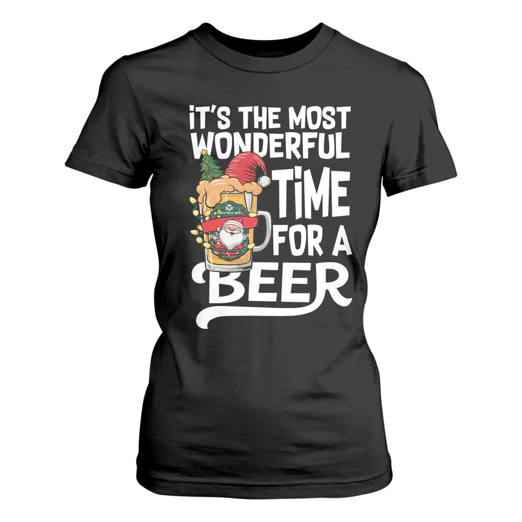Funny Christmas Drinking T Shirt For Women It is The Most Wonderful Time For A Beer TS12 Black Print Your Wear