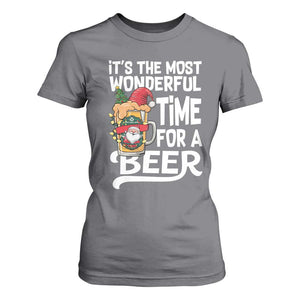 Funny Christmas Drinking T Shirt For Women It is The Most Wonderful Time For A Beer TS12 Charcoal Print Your Wear