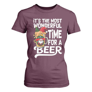 Funny Christmas Drinking T Shirt For Women It is The Most Wonderful Time For A Beer TS12 Maroon Print Your Wear