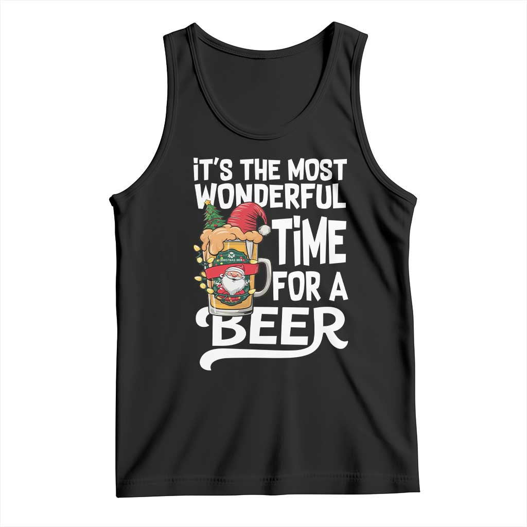 Funny Christmas Drinking Tank Top It is The Most Wonderful Time For A Beer TS12 Black Print Your Wear