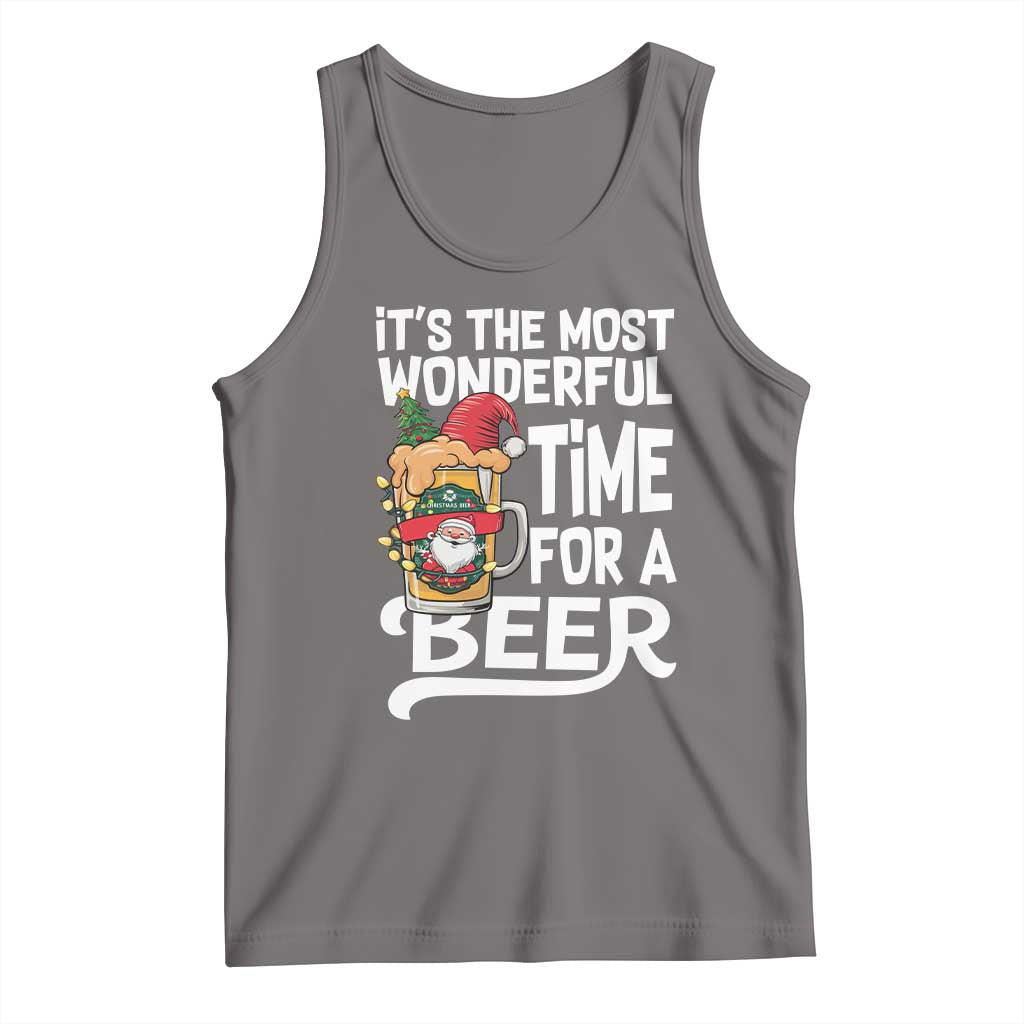 Funny Christmas Drinking Tank Top It is The Most Wonderful Time For A Beer TS12 Deep Heather Print Your Wear