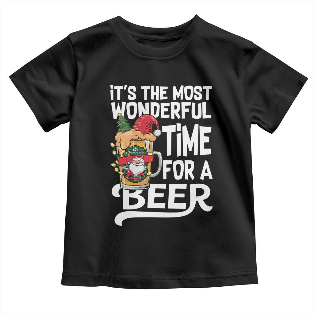 Funny Christmas Drinking Toddler T Shirt It is The Most Wonderful Time For A Beer TS12 Black Print Your Wear