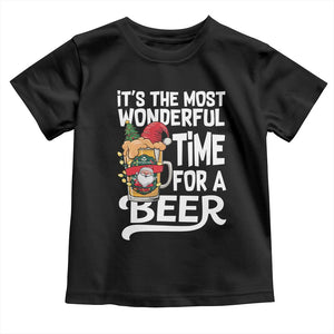 Funny Christmas Drinking Toddler T Shirt It is The Most Wonderful Time For A Beer TS12 Black Print Your Wear