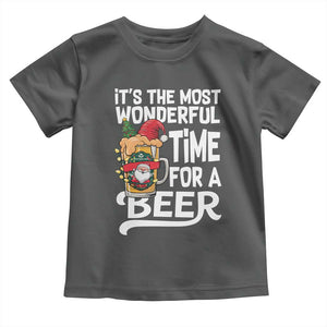Funny Christmas Drinking Toddler T Shirt It is The Most Wonderful Time For A Beer TS12 Dark Heather Print Your Wear