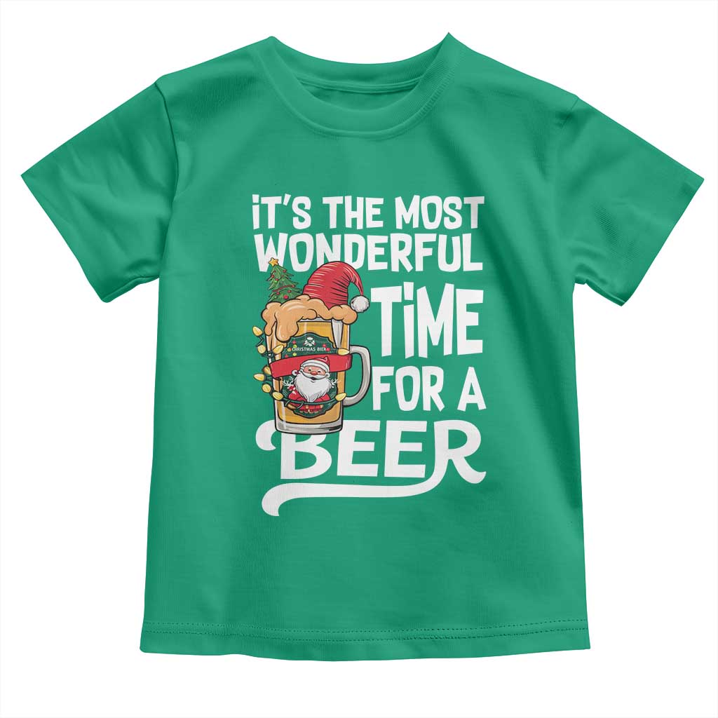 Funny Christmas Drinking Toddler T Shirt It is The Most Wonderful Time For A Beer TS12 Irish Green Print Your Wear