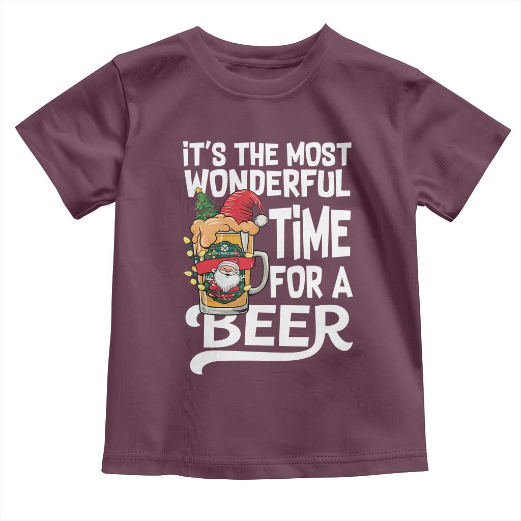 Funny Christmas Drinking Toddler T Shirt It is The Most Wonderful Time For A Beer TS12 Maroon Print Your Wear