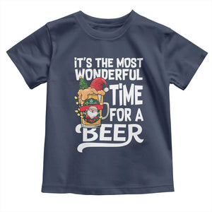 Funny Christmas Drinking Toddler T Shirt It is The Most Wonderful Time For A Beer TS12 Navy Print Your Wear