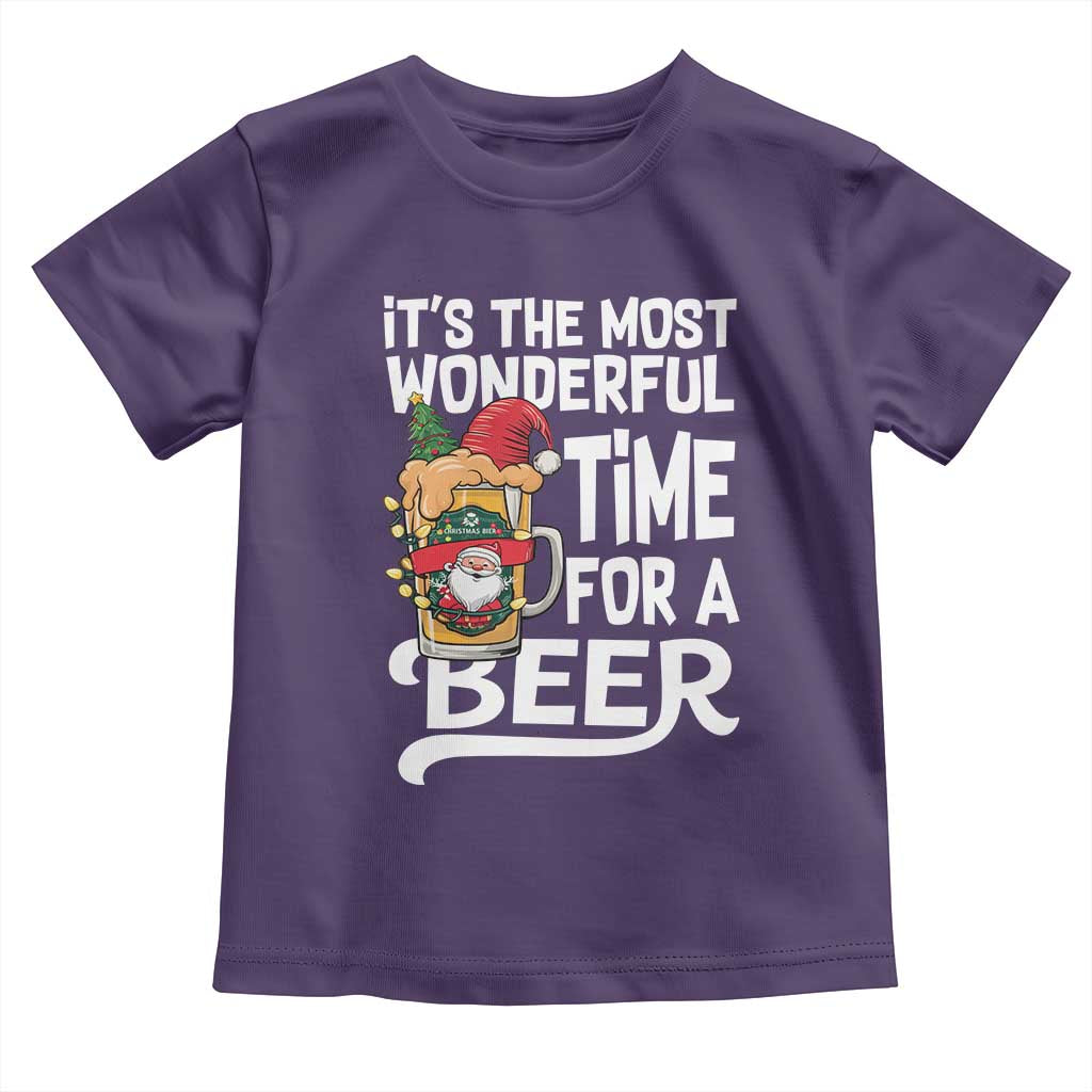 Funny Christmas Drinking Toddler T Shirt It is The Most Wonderful Time For A Beer TS12 Purple Print Your Wear