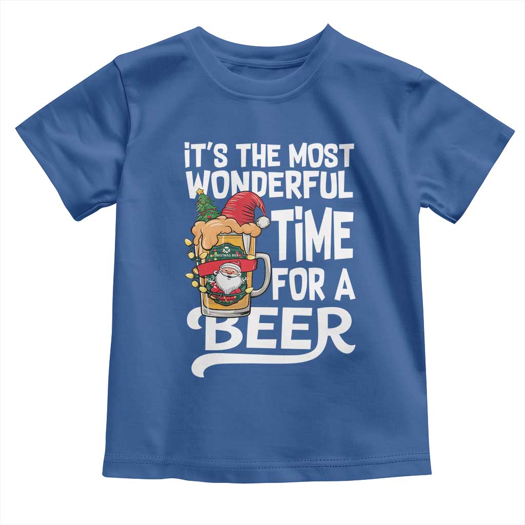 Funny Christmas Drinking Toddler T Shirt It is The Most Wonderful Time For A Beer TS12 Royal Blue Print Your Wear