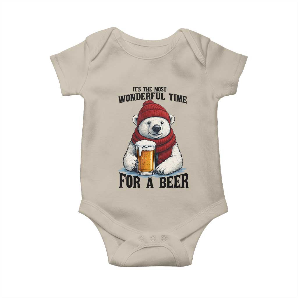 It is The Most Wonderful Time For A Beer Baby Onesie Funny Polar Bear Drinking Beer TS12 Sand Print Your Wear