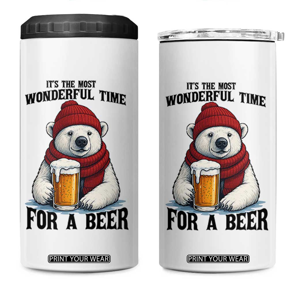 It is The Most Wonderful Time For A Beer 4 in 1 Can Cooler Tumbler Funny Polar Bear Drinking Beer TS12 One Size: 16 oz White Print Your Wear