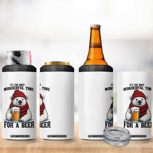 It is The Most Wonderful Time For A Beer 4 in 1 Can Cooler Tumbler Funny Polar Bear Drinking Beer TS12 Print Your Wear
