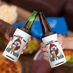 It is The Most Wonderful Time For A Beer 4 in 1 Can Cooler Tumbler Funny Polar Bear Drinking Beer TS12 Print Your Wear