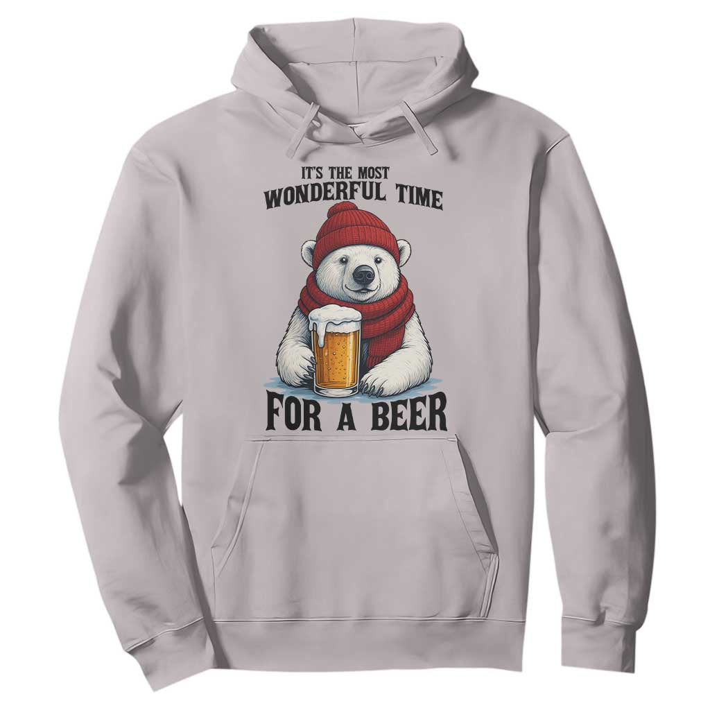 It is The Most Wonderful Time For A Beer Hoodie Funny Polar Bear Drinking Beer TS12 Ice Gray Print Your Wear