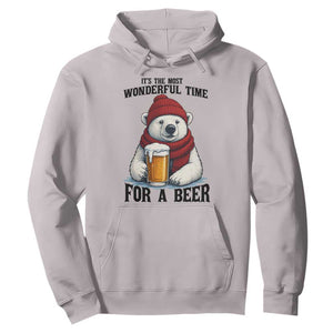 It is The Most Wonderful Time For A Beer Hoodie Funny Polar Bear Drinking Beer TS12 Ice Gray Print Your Wear