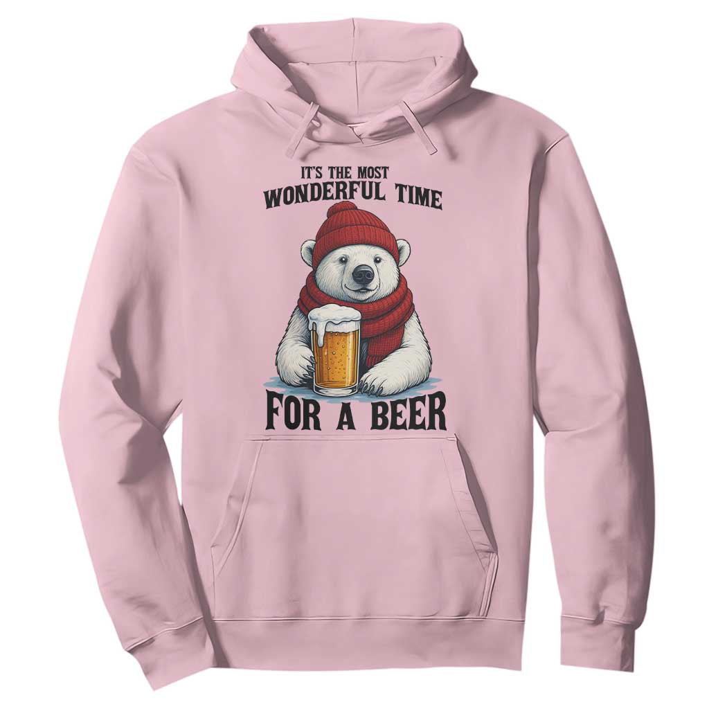 It is The Most Wonderful Time For A Beer Hoodie Funny Polar Bear Drinking Beer TS12 Light Pink Print Your Wear