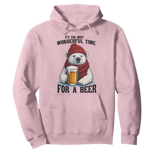 It is The Most Wonderful Time For A Beer Hoodie Funny Polar Bear Drinking Beer TS12 Light Pink Print Your Wear