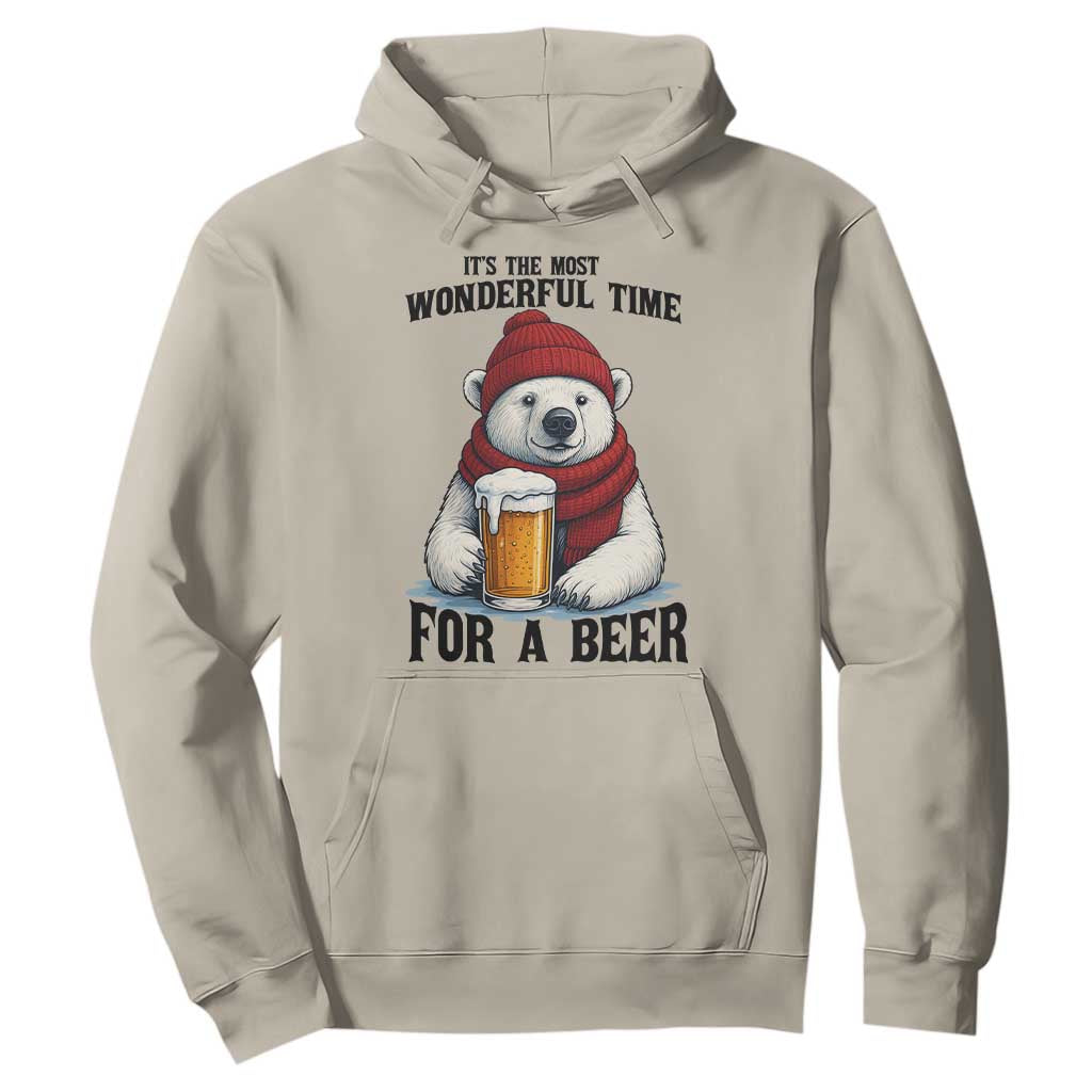 It is The Most Wonderful Time For A Beer Hoodie Funny Polar Bear Drinking Beer TS12 Sand Print Your Wear