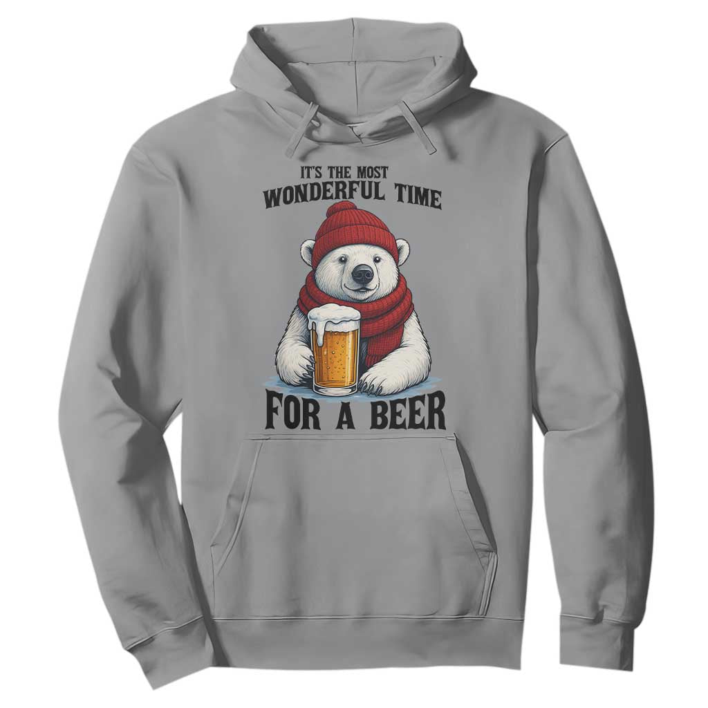 It is The Most Wonderful Time For A Beer Hoodie Funny Polar Bear Drinking Beer TS12 Sport Gray Print Your Wear