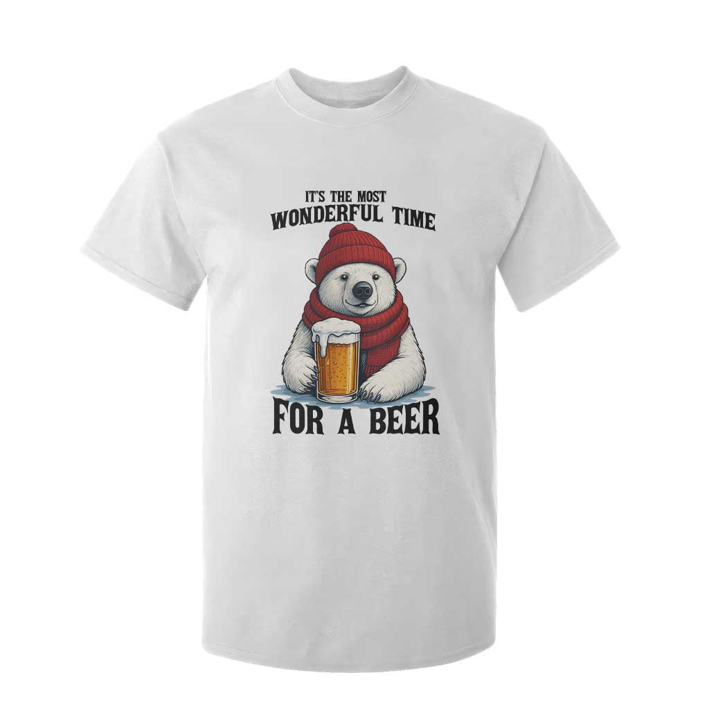 It is The Most Wonderful Time For A Beer T Shirt For Kid Funny Polar Bear Drinking Beer TS12 White Print Your Wear