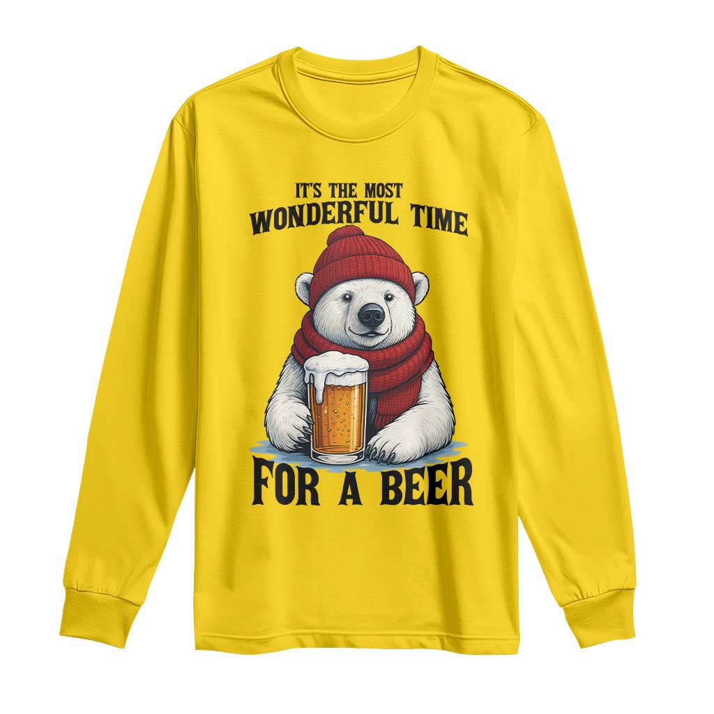 It is The Most Wonderful Time For A Beer Long Sleeve Shirt Funny Polar Bear Drinking Beer TS12 Daisy Print Your Wear